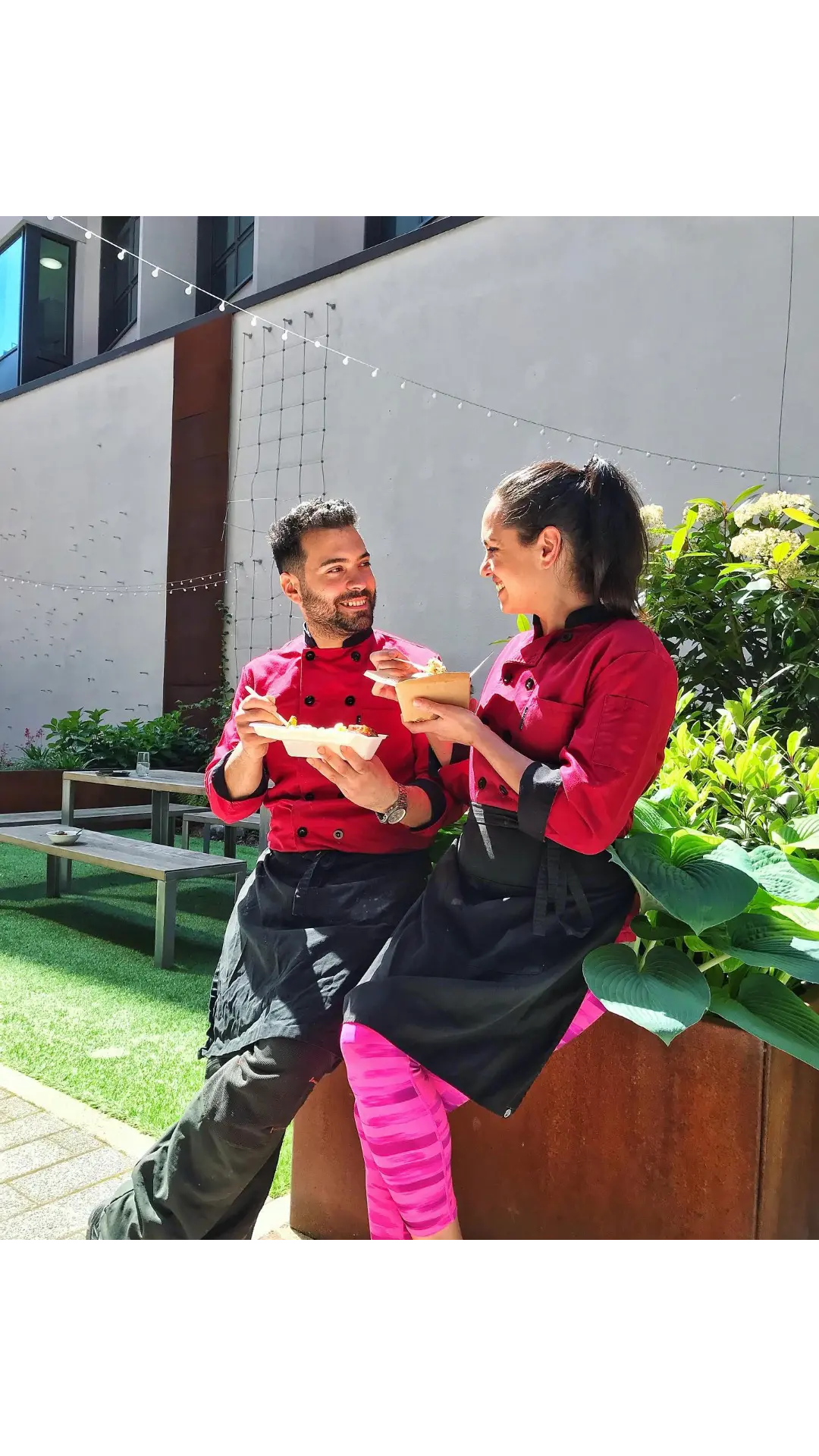 Two people eating